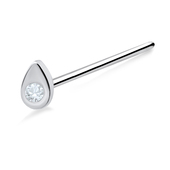 Drop Stone Shaped Silver Straight Nose Stud NSKA-202